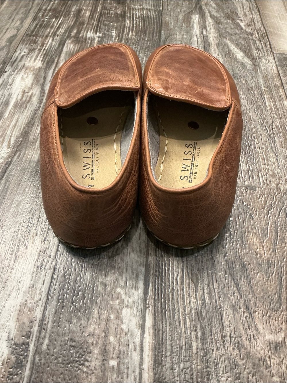 Unisex 100% Brown Leather Slip-On Loafers Women’s Size 8-8.5 or Men’s Size 6.5 - Picture 11 of 12